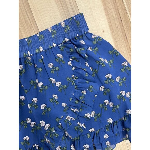 Another Look Floral Ruffle Mini Skirt Size 10  Blue - Picture 2 of 4